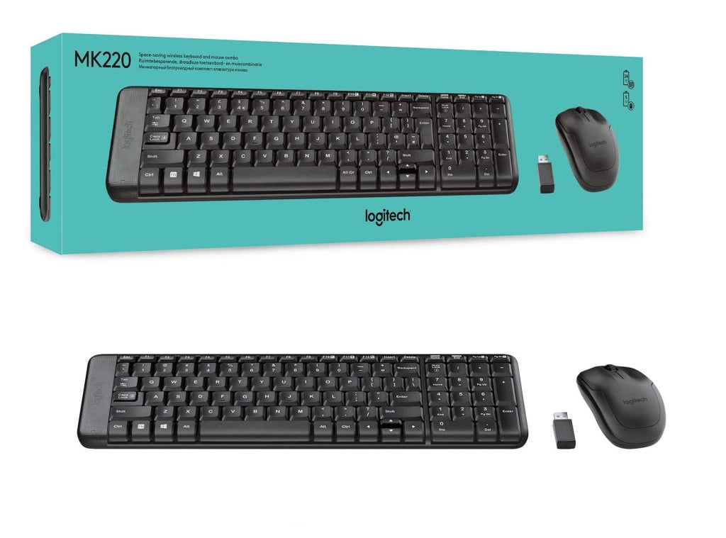 Kit professionale Mouse Tastiera Logitech MK220 senza fili Wireless PC MAC WINDOWS NVR