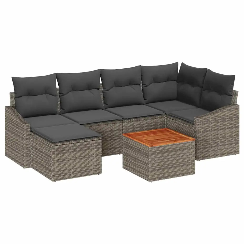 Set Divano da Giardino 7 pcs Grigio polyrattan 3356522
