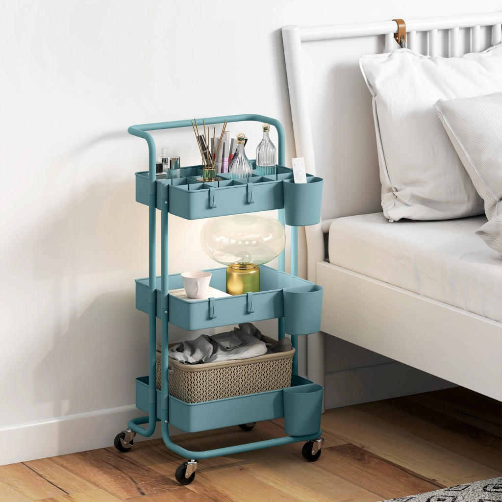 Carrello Multiuso con Cassetti e Ganchi ¨C Minimal ¨C 42x38x86,5 cm Verde