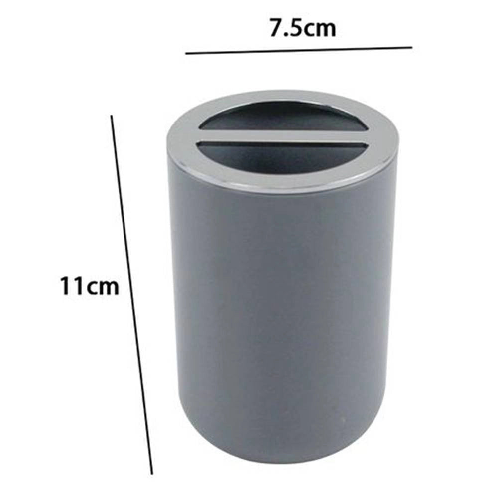 Trade Shop - Porta Spazzolini Bicchiere Accessorio Arredo Bagno A 2 Fori Grigio Silver 69470 -