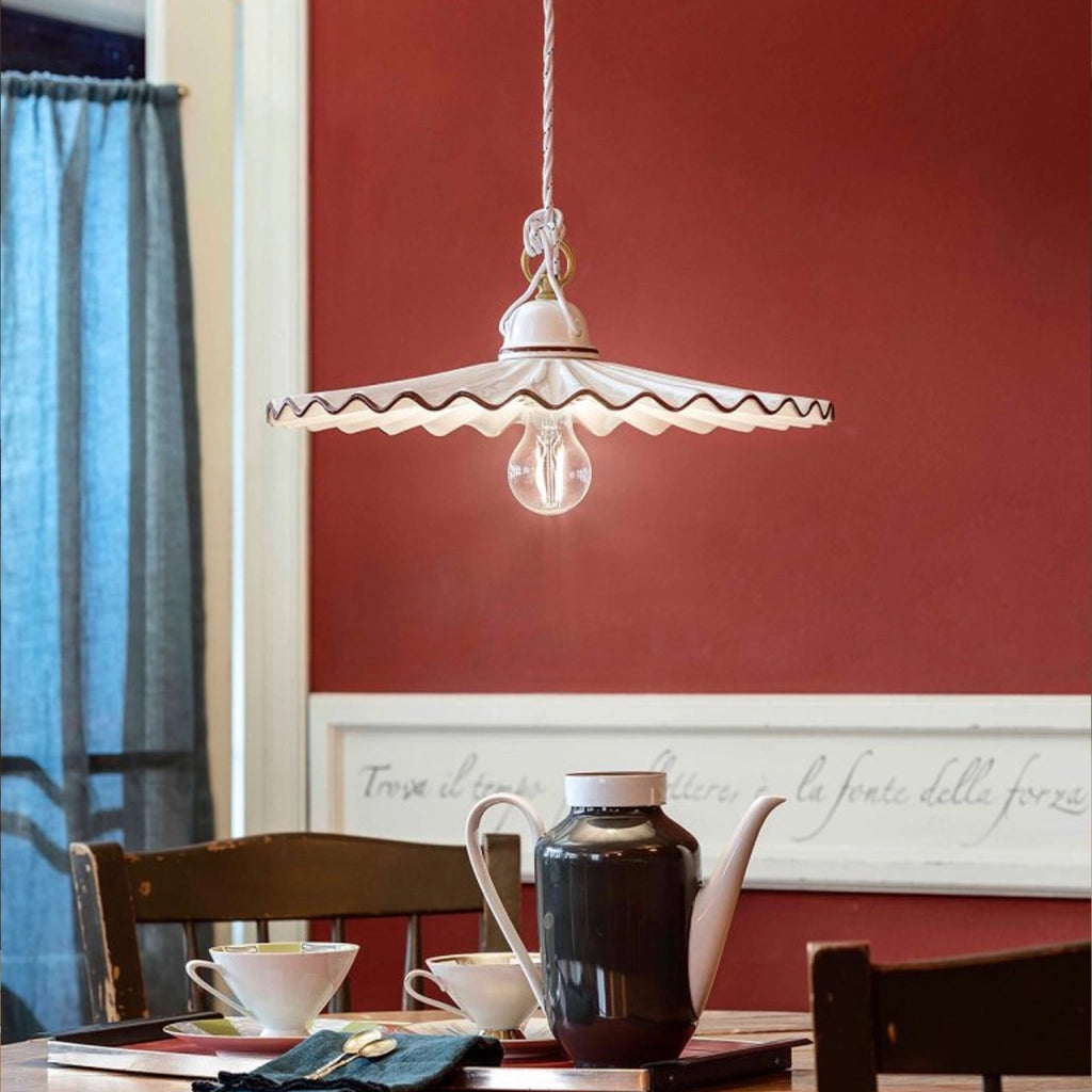 Sospensione Classica L&aposAquila Ottone E Ceramica Decorato Diam. 41Cm 1 Luce E27
