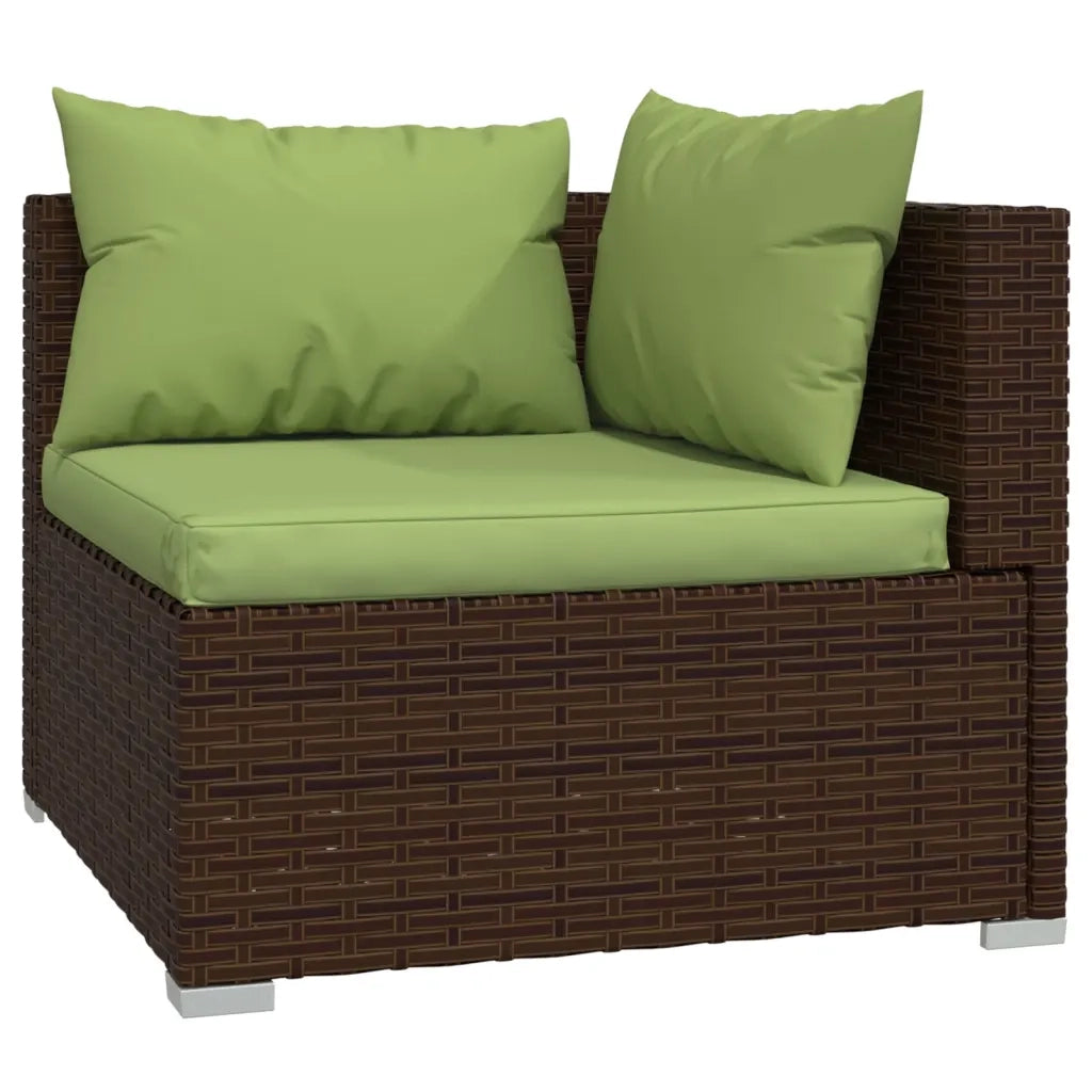 Set Divani da Giardino 5 pz con Cuscini in Polyrattan Marrone 3102188