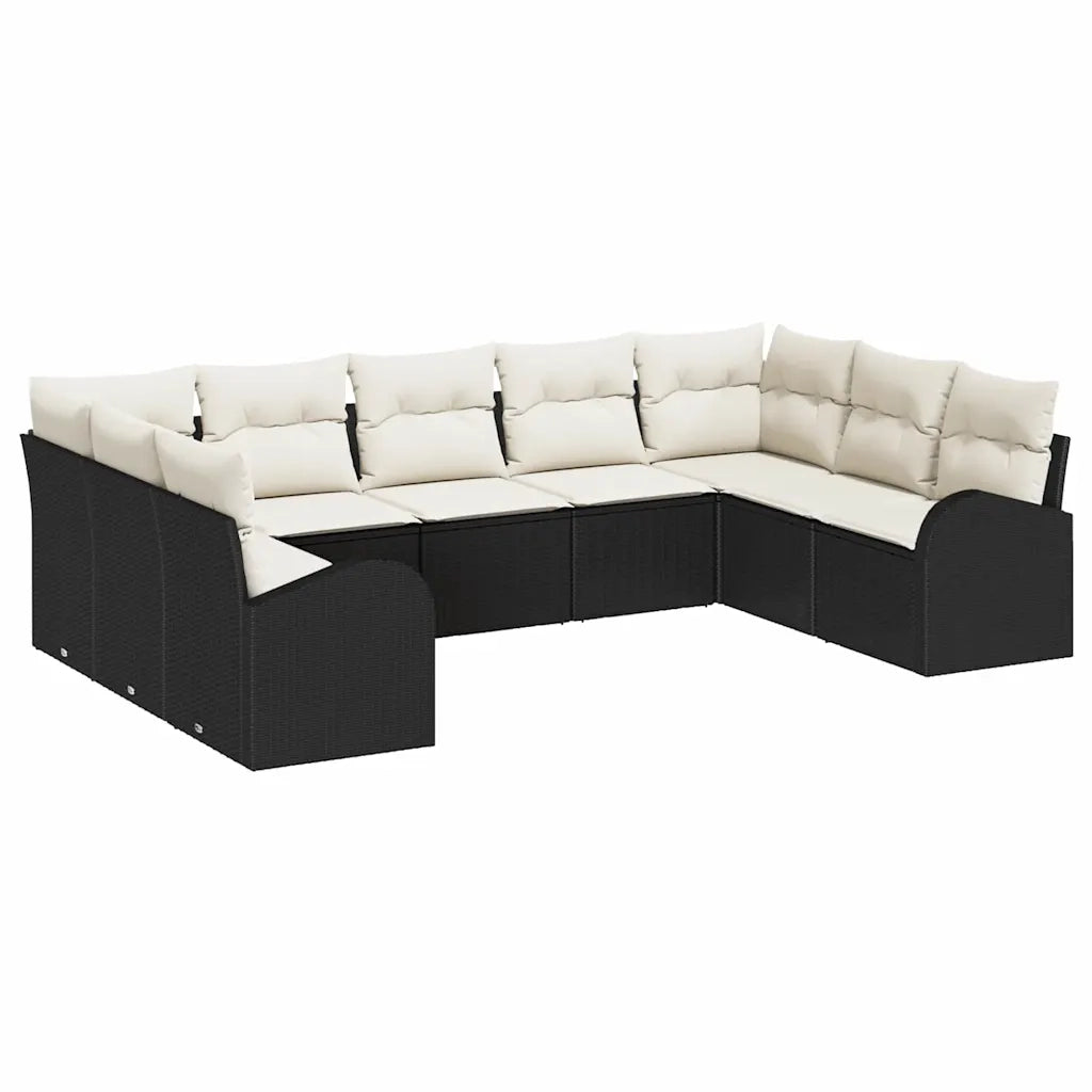 Set di divani con cuscino 9 pcs Nero Rattan in Polipropilene 3346197