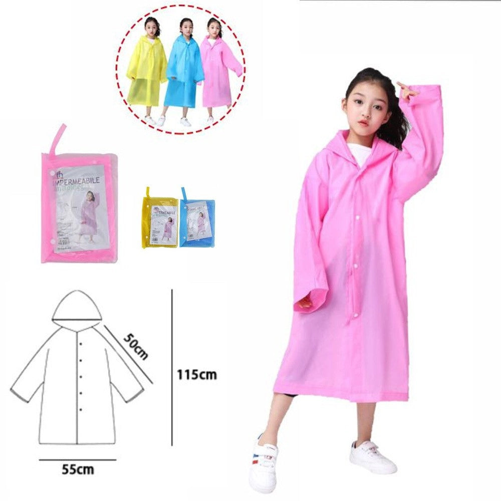 Trade Shop - Mantella Impermeabile Con Cappuccio Anti Pioggia Bambini Poncho Vari Colori Moda -
