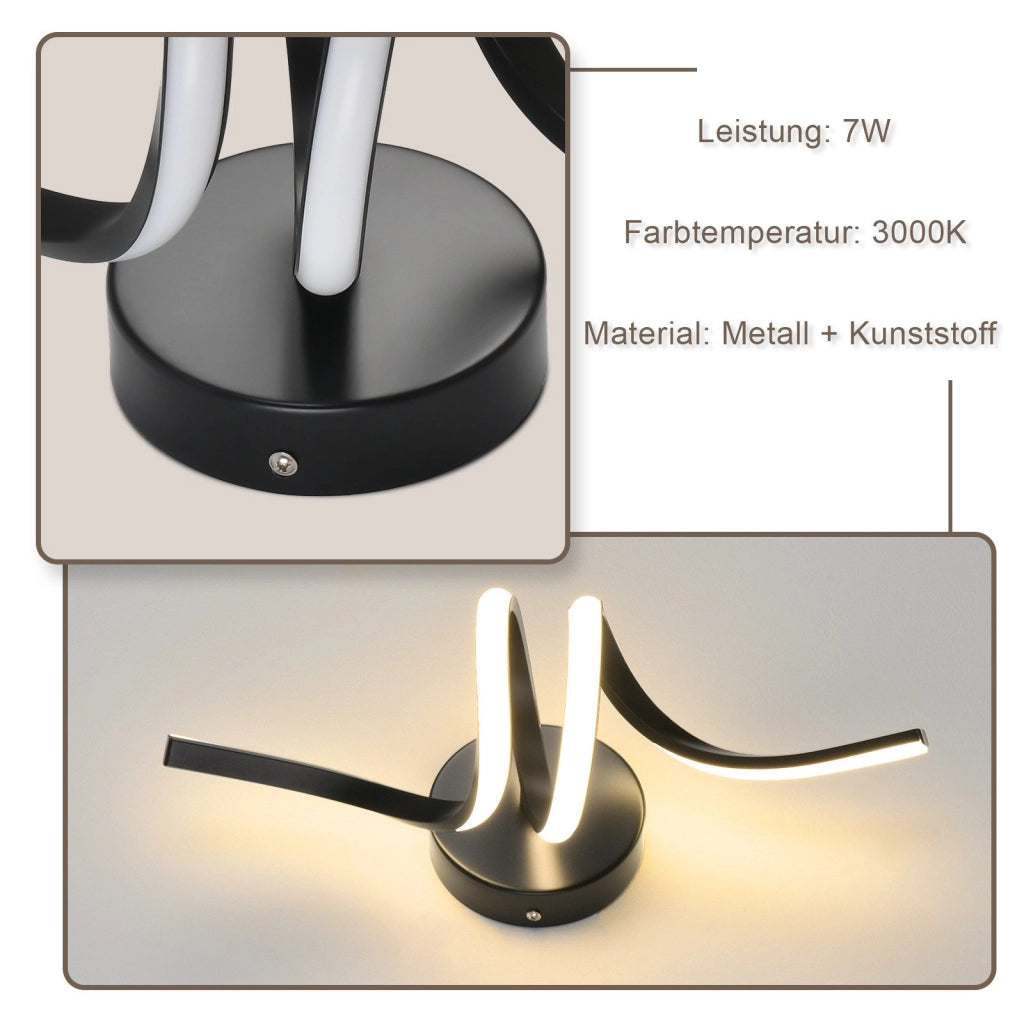 ZMH Applique moderna a LED nera per interni 7W bianco caldo per scale e corridoio