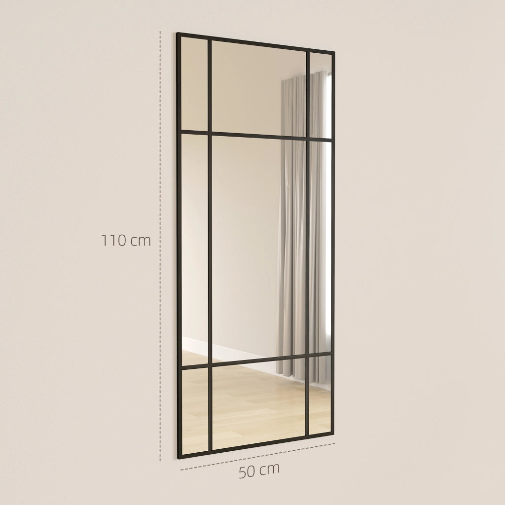 Specchio da Parete con Cornice Finestra Nero ¨C zephmum ¨C 110x50cm