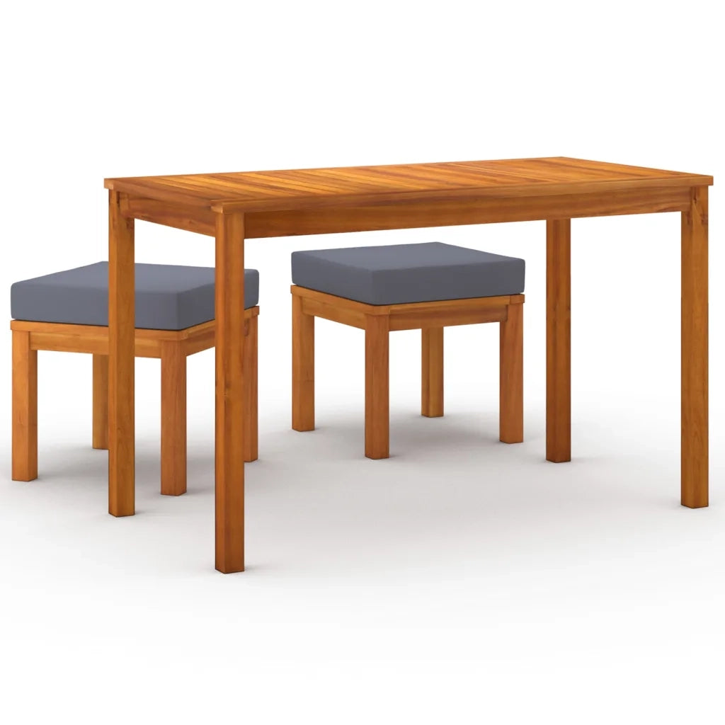 Set da Pranzo da Giardino 3pz con Cuscini Legno Massello Acacia 319722