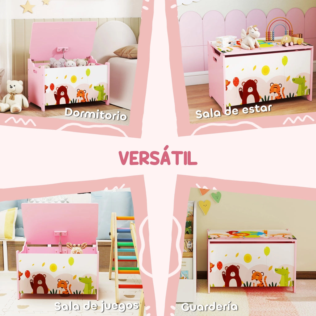 Cassa Giocattoli con Coperchio ¨C Minimal ¨C Rosa 60x37x39 cm