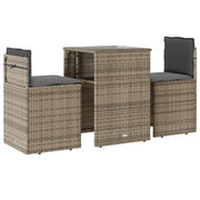 Set da Bistr¨° 3 pz | Set Salotto da Giardino con Cuscini Beige in Polyrattan