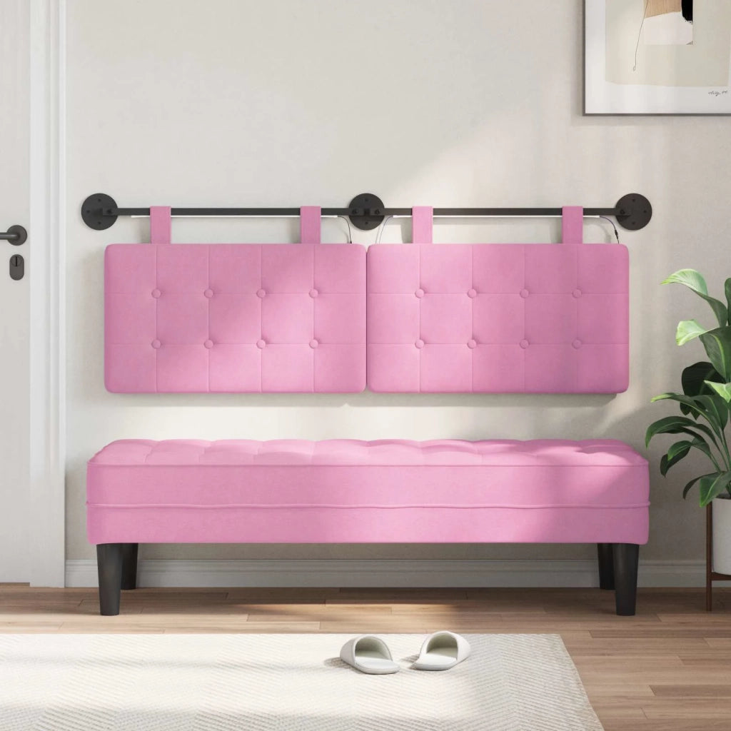 Testiera sospesa Con luce LED Rosa Tessuto 3424418