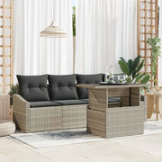 Set Divano da Giardino 5 pcs Grigio chiaro Poly Rattan