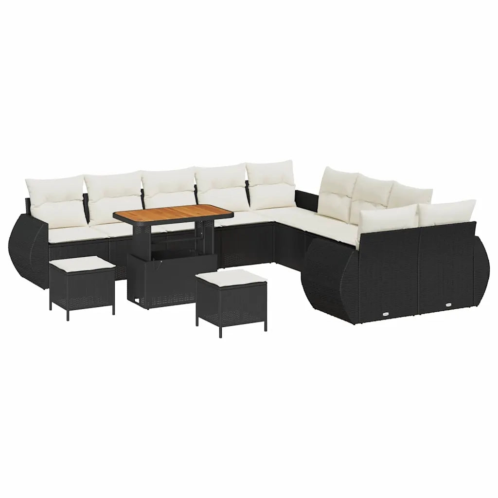 Set Divano da Giardino 13 pcs Nero polyrattan 3361935
