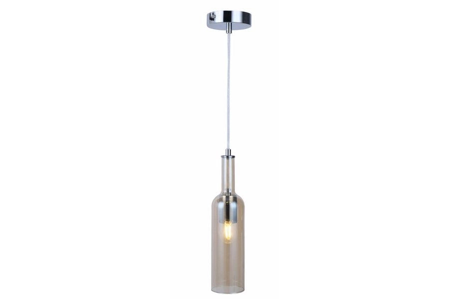 Lampada a sospensione Reality Bottle cromo vetro ambra E27