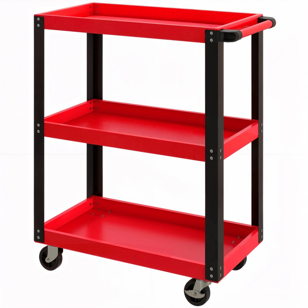 Carrello per Attrezzi con 3 Ripiani ¨C Minimal ¨C Rosso e Nero