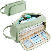 Pennetui con 2 Cassetti - Design Estetico per Scuola e Cosmetica - Verde