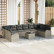 Set di divani con cuscino 11 pcs Grigio chiaro Polyrattan