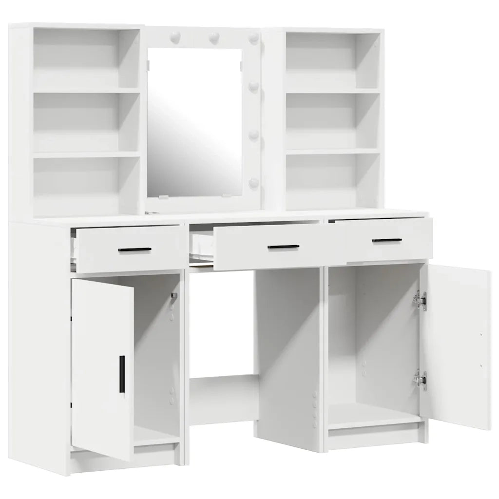 Set da tavolo da trucco con LED 3 pcs Bianco Legno multistrato 3334290