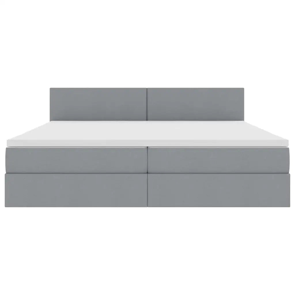 Letto con contenitore e LED Grigio chiaro 200 x 200 cm Tessuto