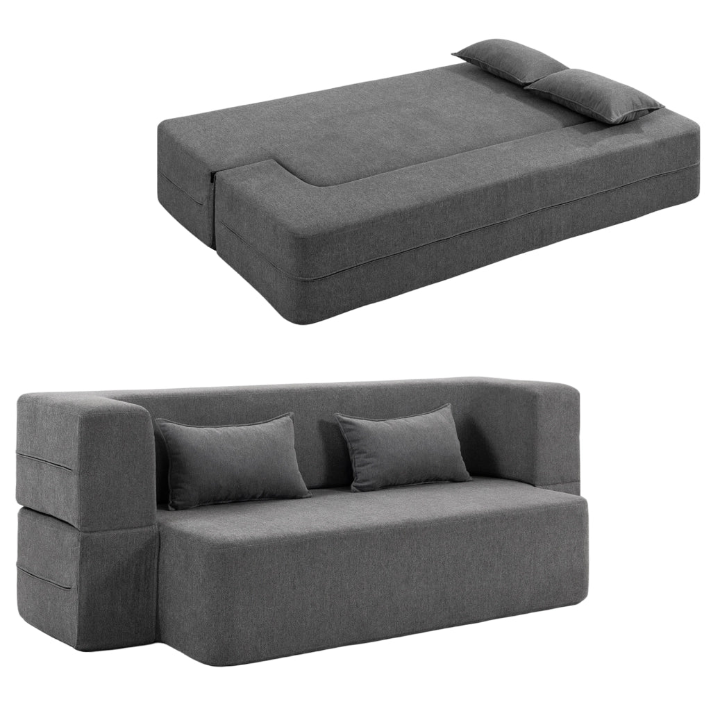 Divano letto 2 posti con cuscini ¨C Minimal ¨C grigio