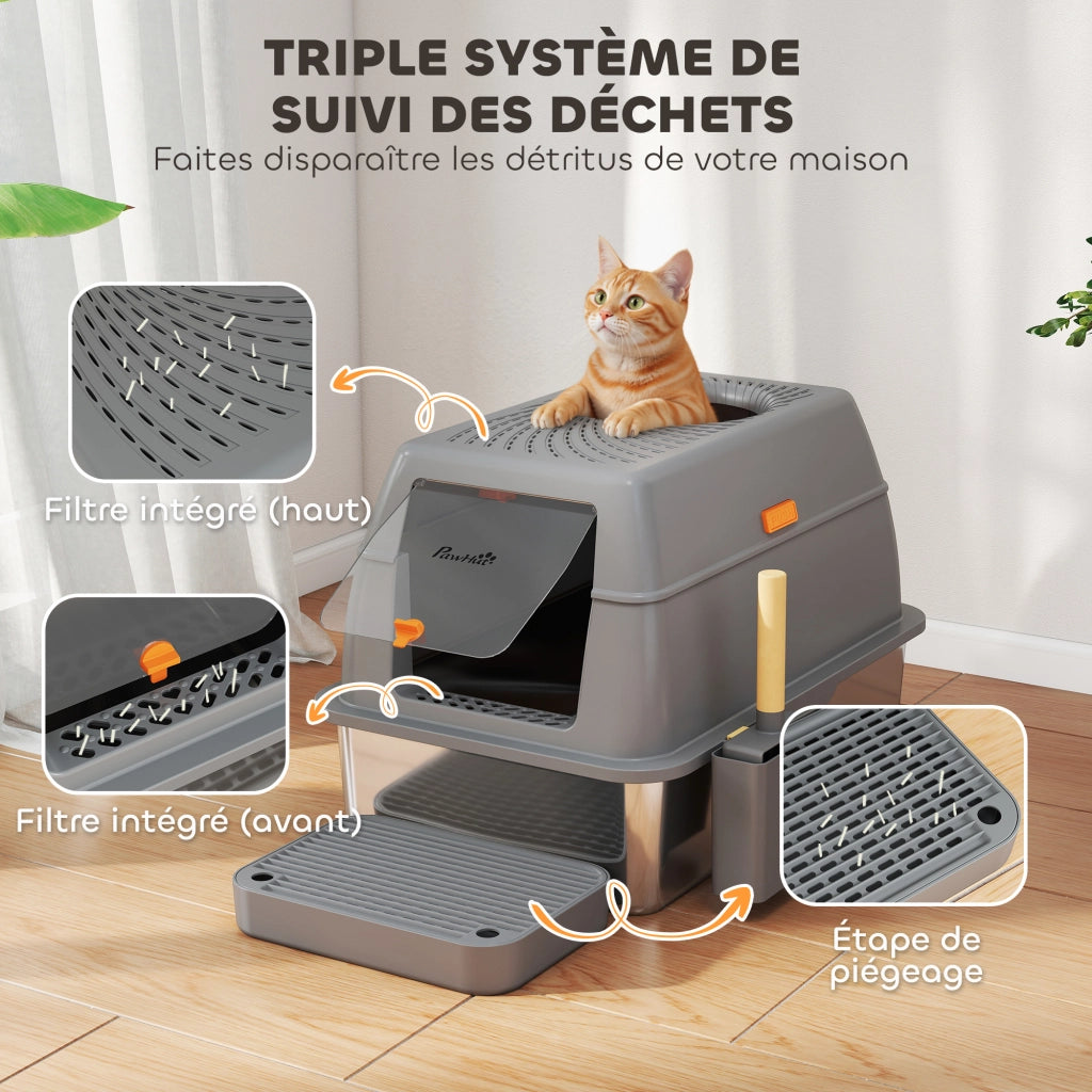 Casetta per gatti chiusa ¨C zephmum ¨C grigio 60x40x38