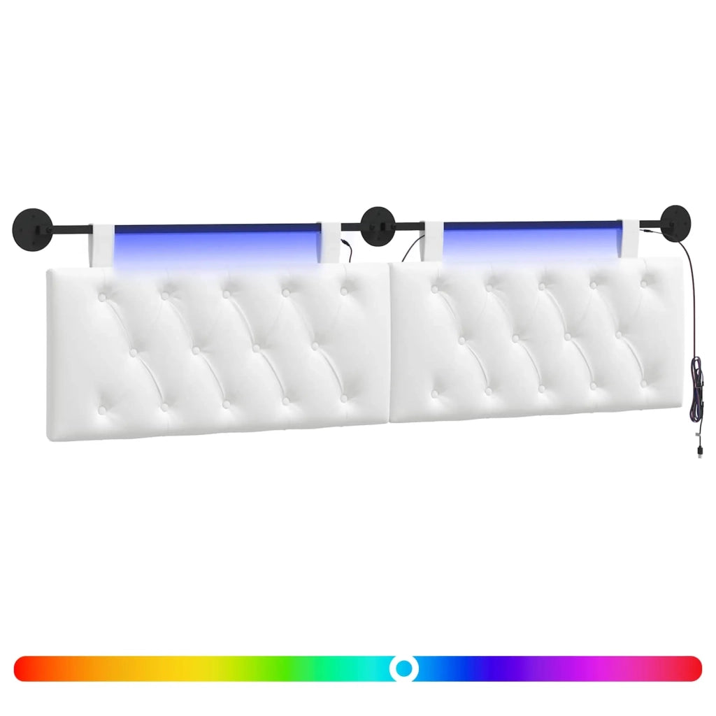 Testiera sospesa Con luce LED Bianco Tessuto 3424690