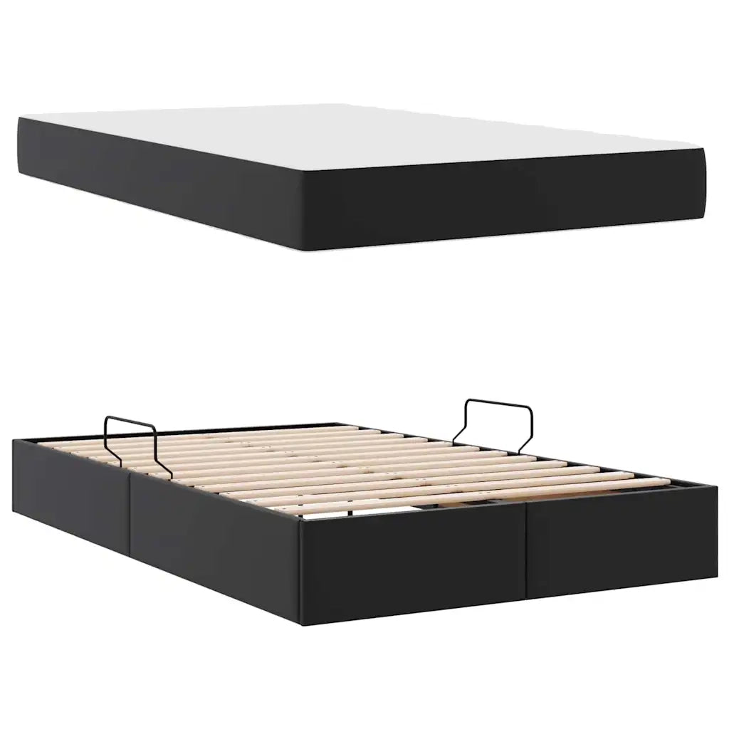 Letto con contenitore e materasso 2 pcs Nero Pelle 3399604
