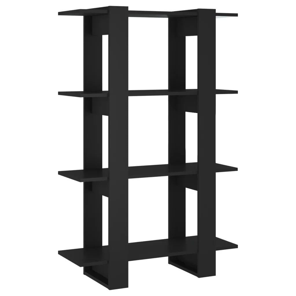 Libreria Divisorio-Scaffale per Libri-Mobile di Stoccaggio Nero 80x30x123,5 cm