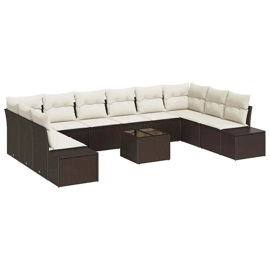 Set Divano da Giardino con cuscino 11 pcs Marrone polyrattan 3347248