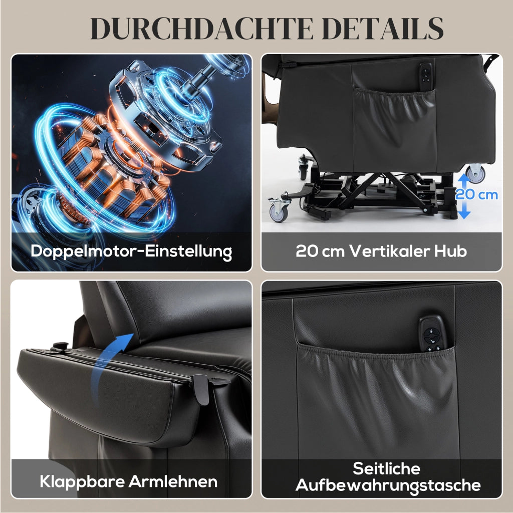 Poltrona Relax Elettrica con Alza Persona ¨C Zephmum ¨C Grigio Scuro