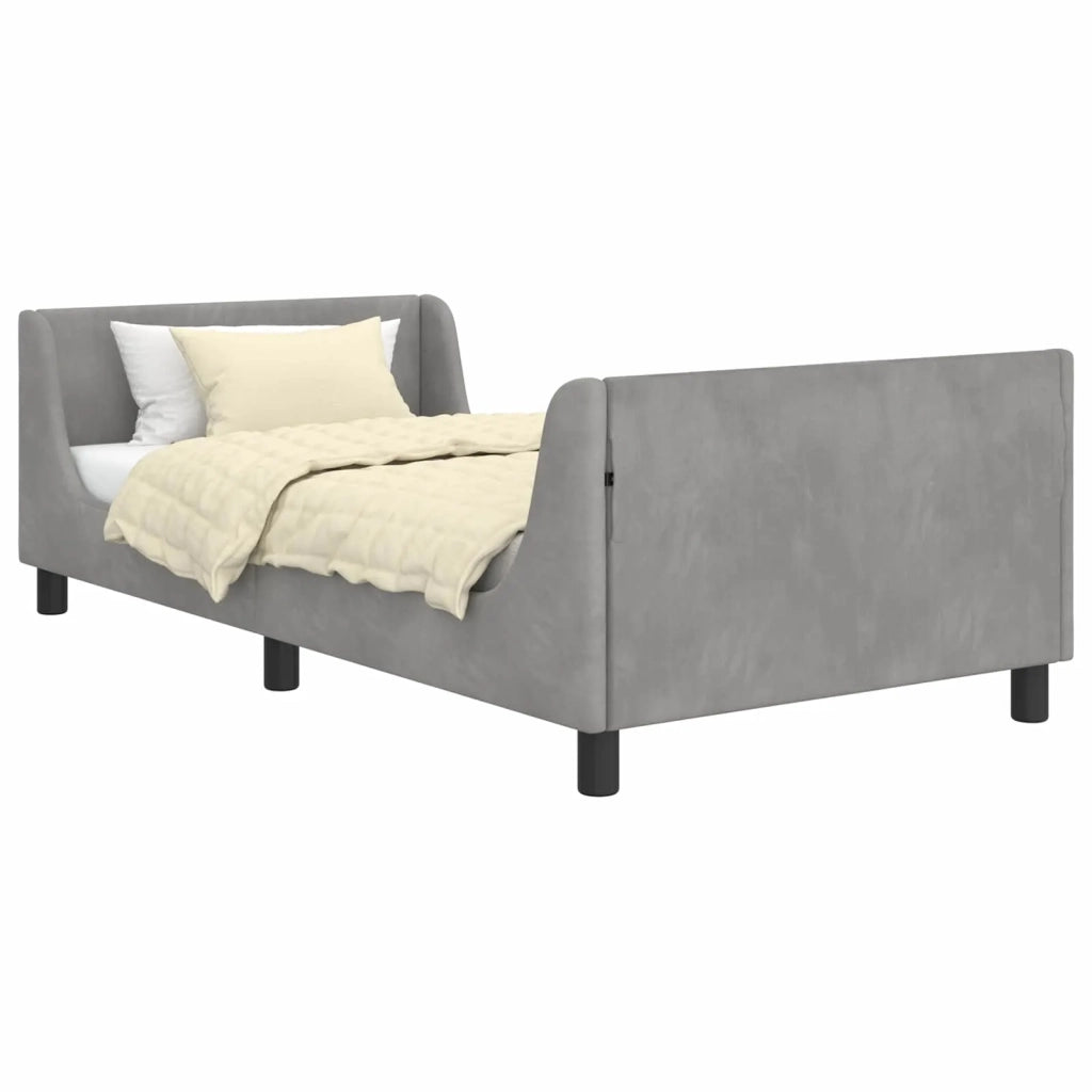 Struttura letto Bambini | Letto Infantile | Lettino con testata Grigio Chiaro 90 x 200 cm