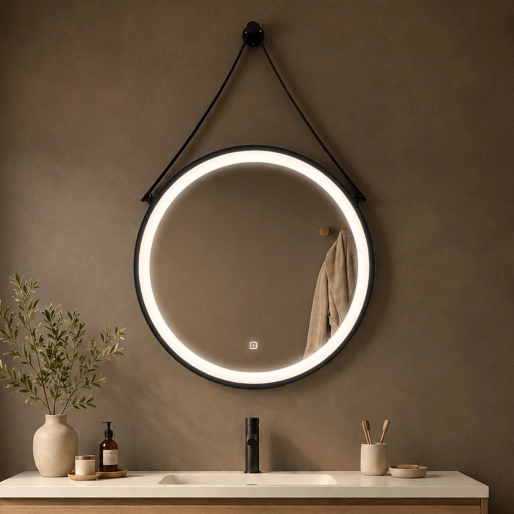Specchio per ambienti bagni e zone benessere tondo retroilluminato led con interruttore touch *** misura Ø80, tonali...