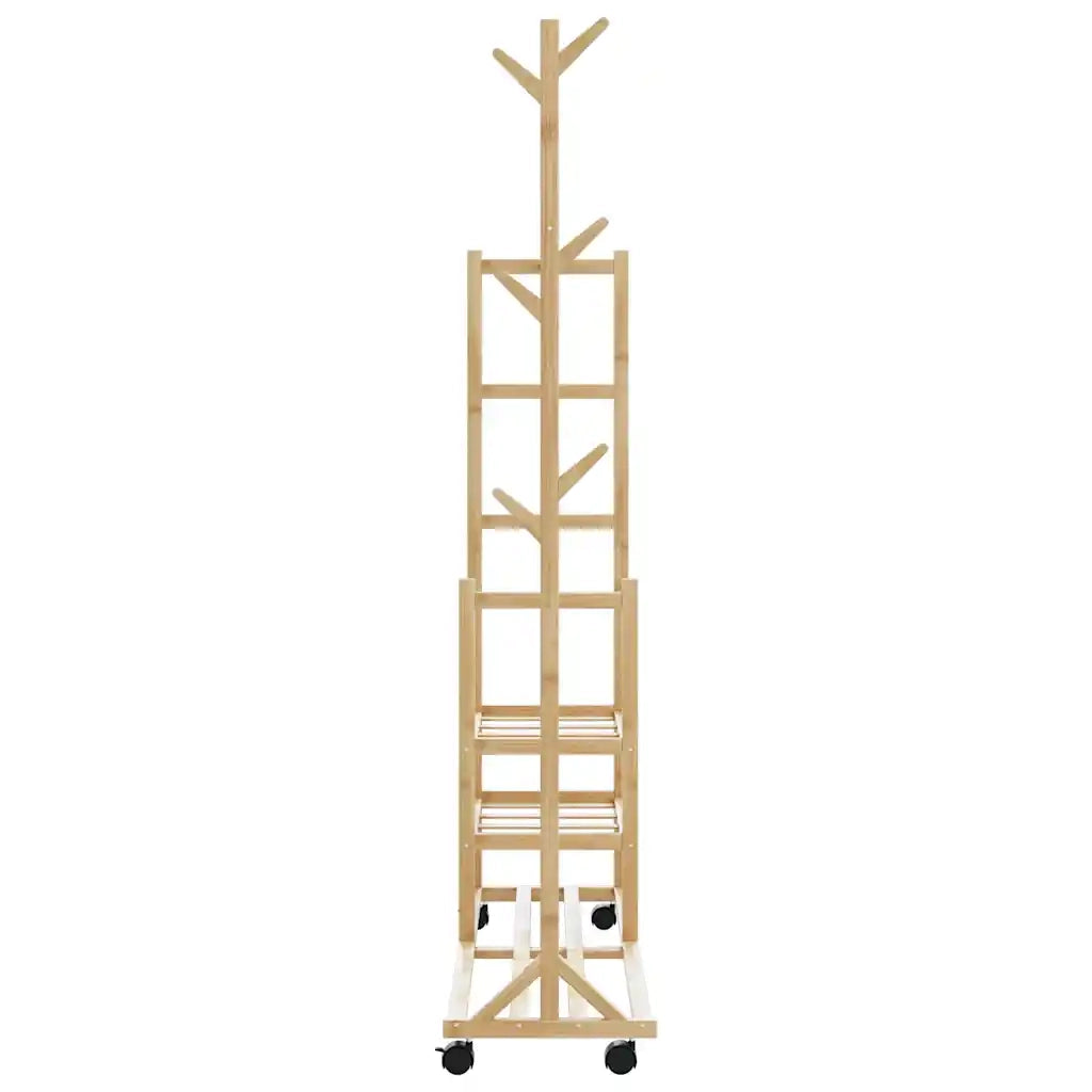 Appendiabiti con Ripiani e Ruote 100x38x175,5 cm in Bamb¨´ CFW5830609