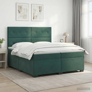Letto box spring con materasso Verde Scuro 200 x 200 cm Velluto 3453713