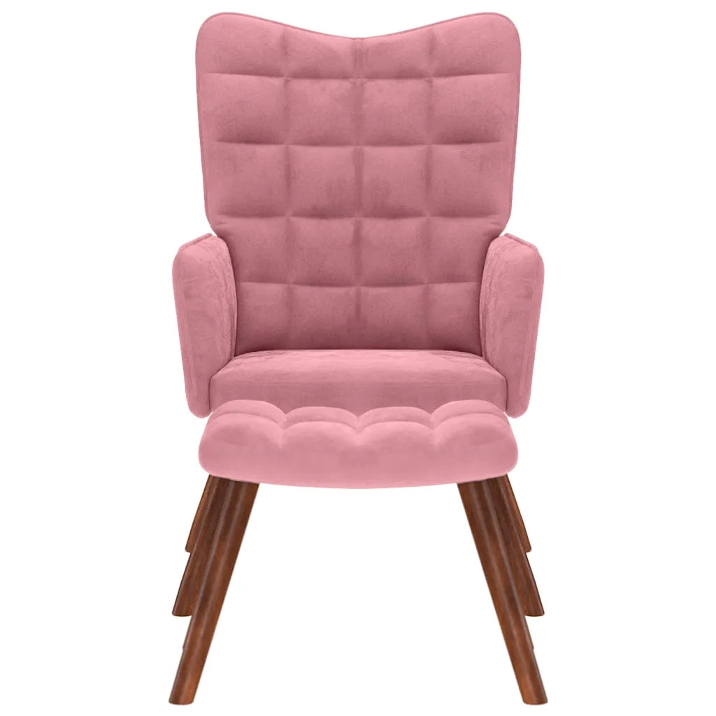 Poltrona Relax con Poggiapiedi Rosa in Velluto 4016825