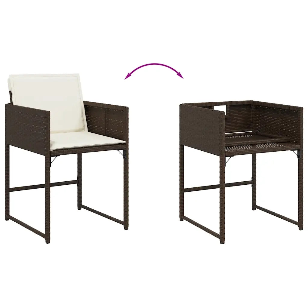 Set da Pranzo da Giardino 11 pz con Cuscini Polyrattan Marrone 3278096
