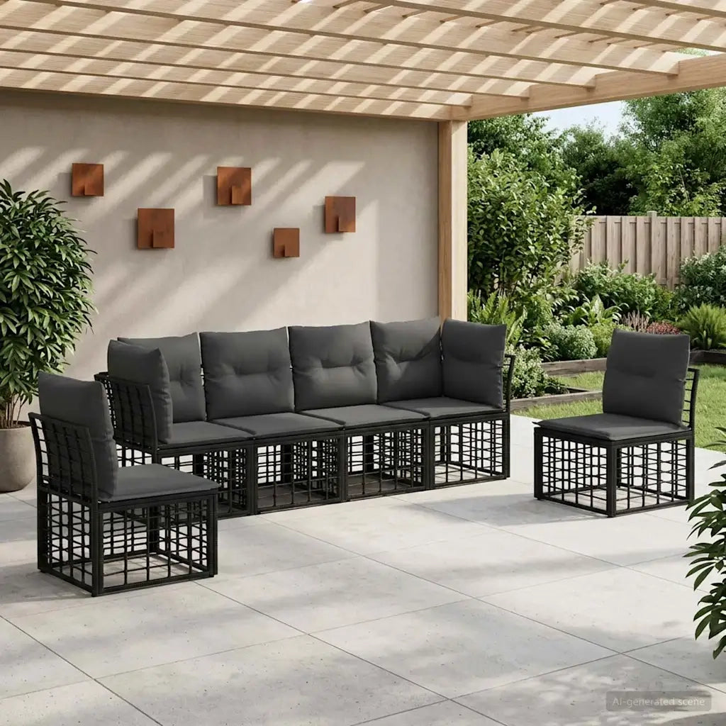 Set di divani da esterno Nero Poliestere 3437429