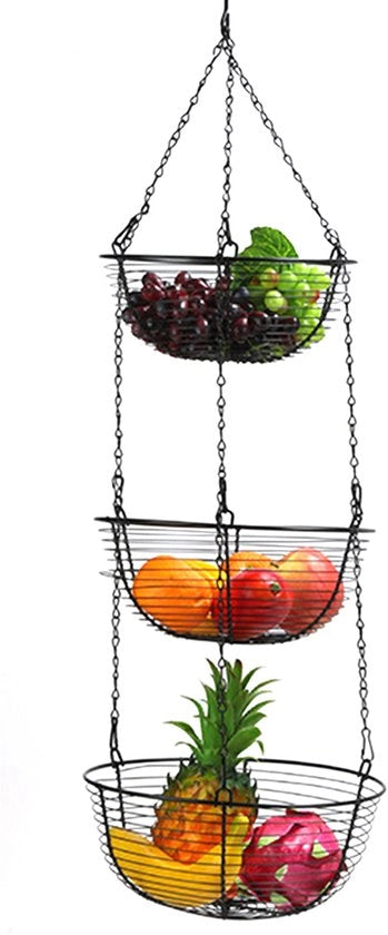 Pannello di appoggio per frutta e verdure con 3 livelli - 84 cm - Nero