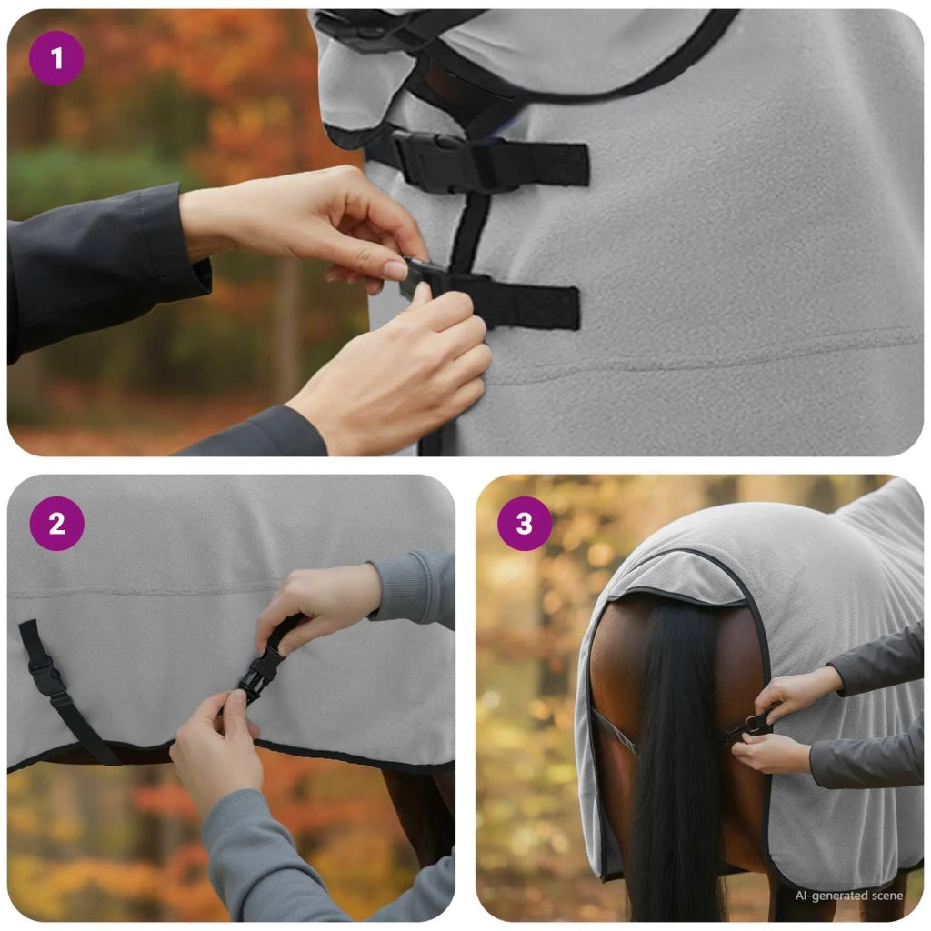 Coperta per Cavalli Grigio chiaro e rosa completo 125 cm 42013292