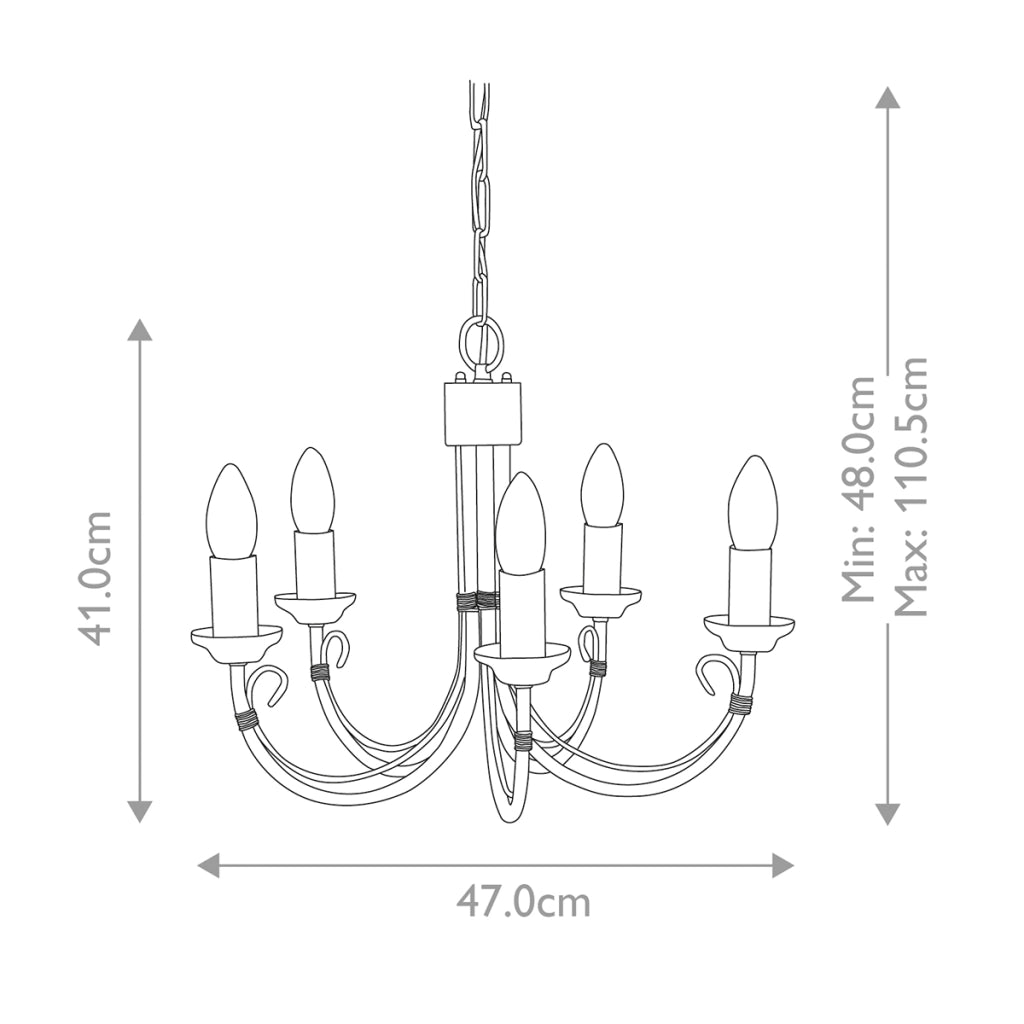 Lampadario rustico nero in metallo Chartwell 5xE14 Elstead