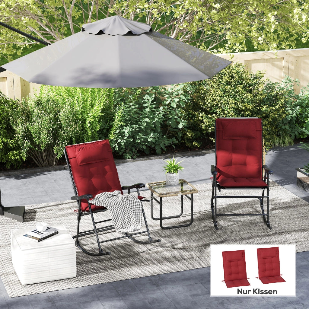 Set Cuscini per Lettino Sole Polipropilene ¨C Minimal ¨C 50x116x5 cm, Rosso Bordo