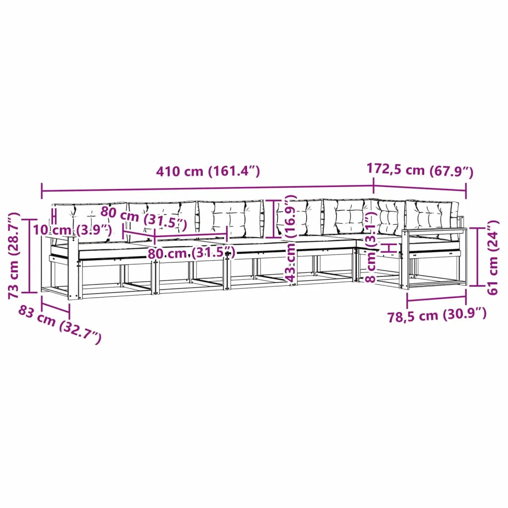 Set di divani da esterno 4 pz Bianco e Antracite Poliestere 3386521