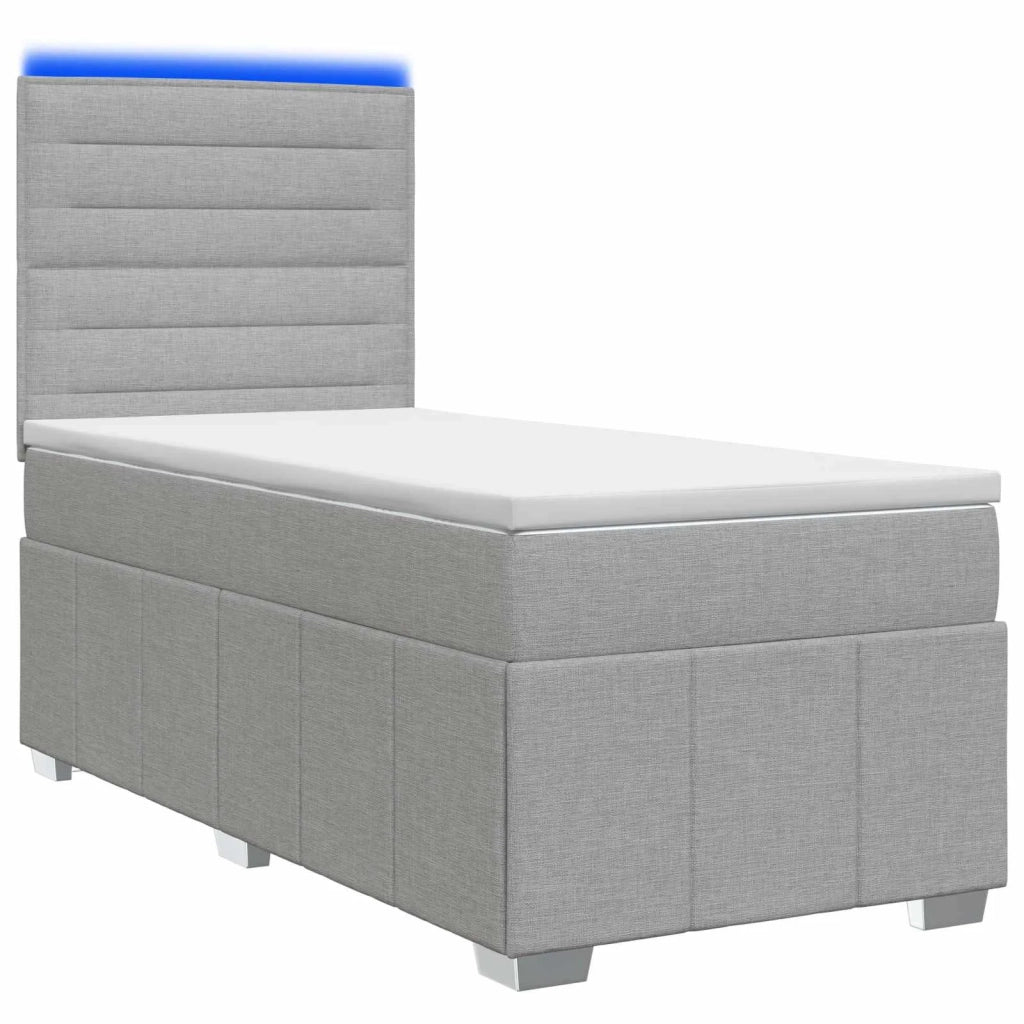 Letto Box Spring LED con Materasso Grigio Chiaro 80 x 200 cm 3455465