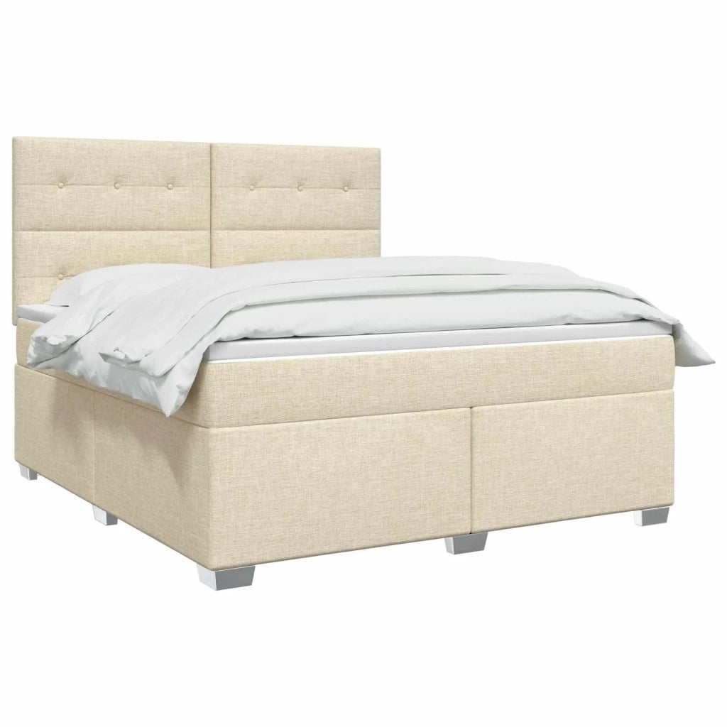 Letto box spring con materasso Crema 140 x 190 cm Tessuto 3453407