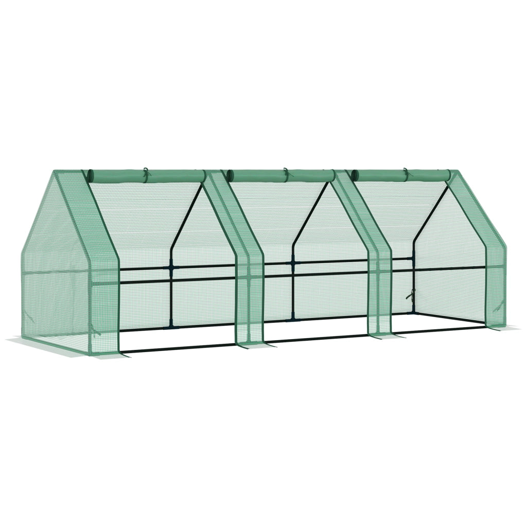 Serra da Giardino ¨C Xylo ¨C 270x90x90 cm Acciaio Verde con 3 Finestre per Esterno