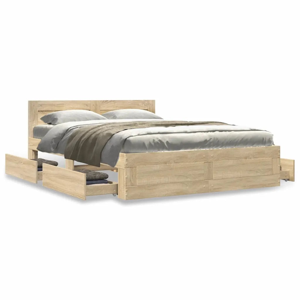 Struttura del letto 2 pcs Sonoma 137 x 188 cm Legno multistrato 3402854