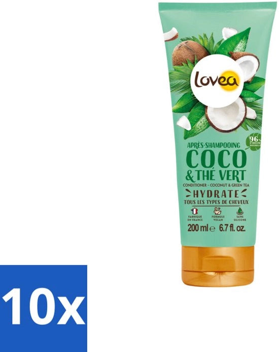 Condizionatore a base di cocco e tè verde - 200 ml - Confezione in bulk - 10 pezzi
