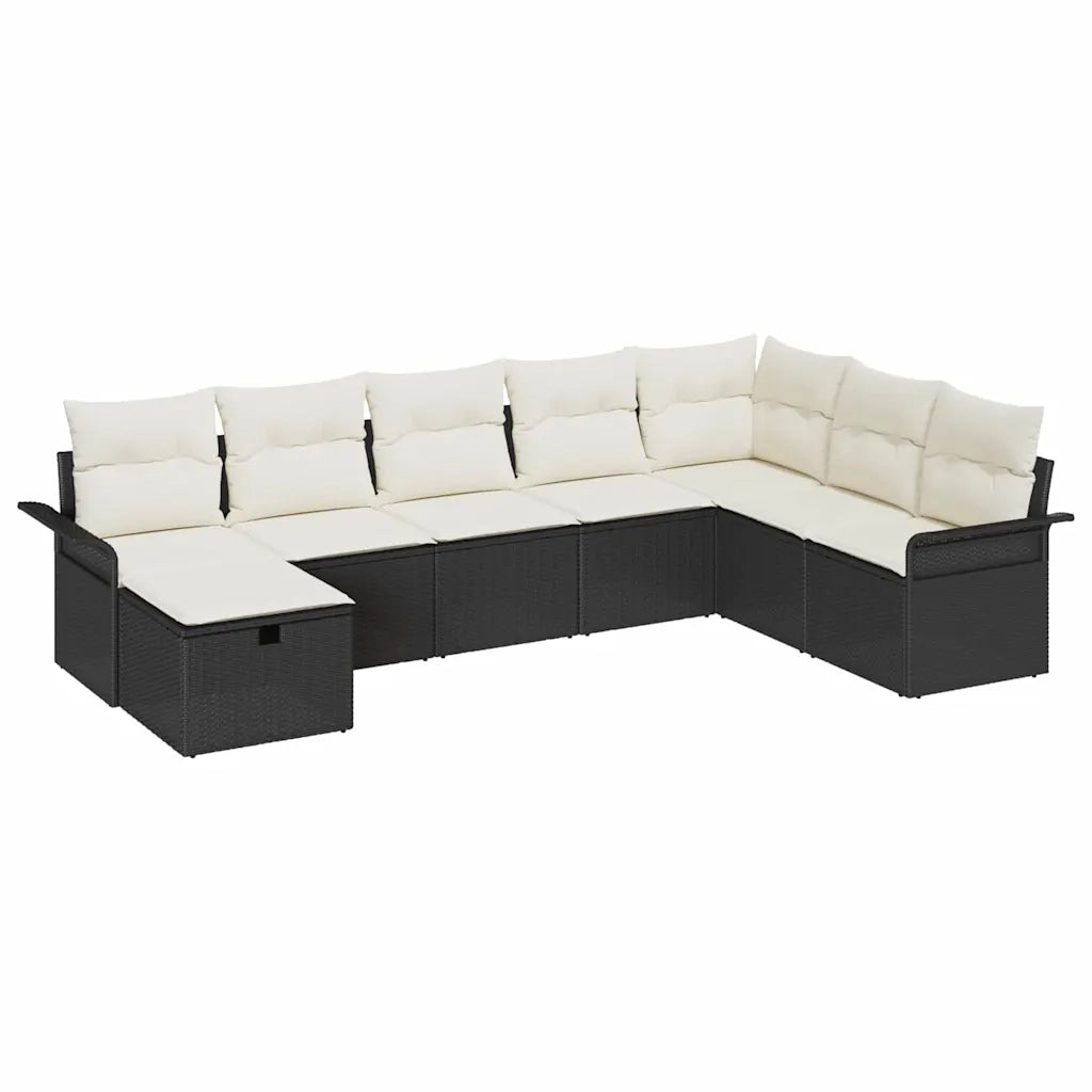 Set Divano da Giardino 8 pcs Nero e Crema polyrattan 3358926