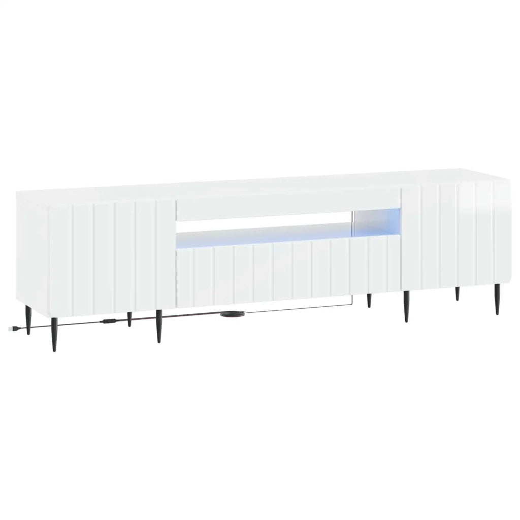 Mobile TV LED Bianco Lucido Legno ingegnerizzato 896469