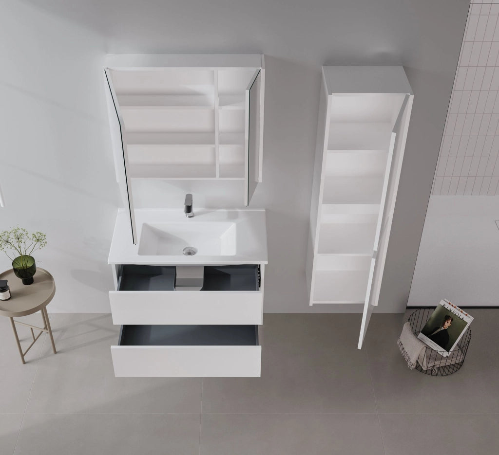 Set mobile lavabo con specchio (2 pezzi) "Arno 100" - 100 x 45 x 52 cm - Bianco