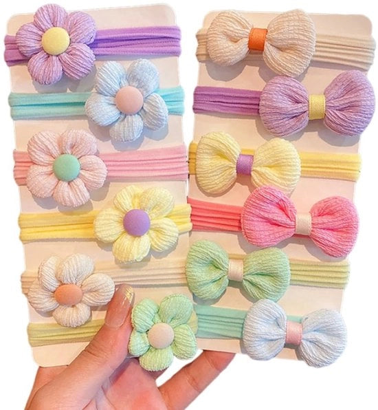 Spille per capelli 12 pezzi - Materiale soffice/coton - Senza nodi - Per ragazze - Colorati - Design accattivante - Elastici per capelli